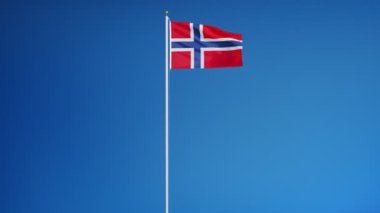Yavaş çekimde Norveç bayrağı sorunsuz alfa ile döngülü