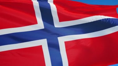 Yavaş çekimde Norveç bayrağı sorunsuz alfa ile döngülü