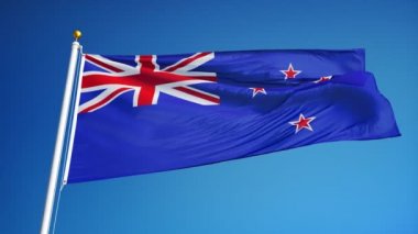 Yavaş çekimde Yeni Zelanda bayrağı sorunsuz alfa ile döngülü