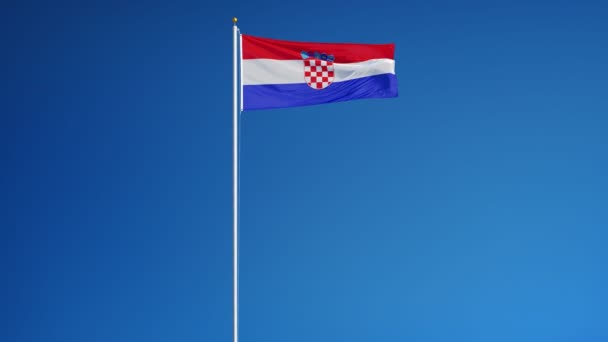 Bandera de Croacia en cámara lenta perfectamente en bucle con alfa — Vídeos de Stock