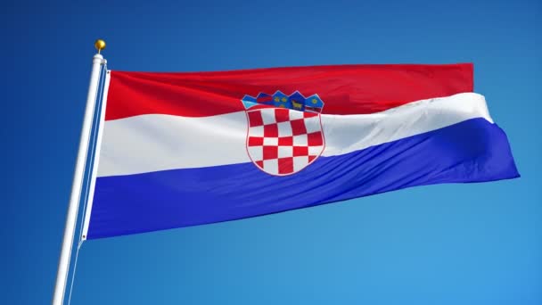 Croatia flag in slow motion seamlessly looped with alpha — Stock Video