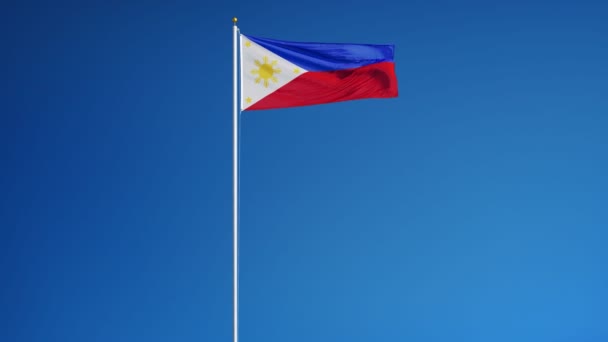 Bandera de Filipinas en cámara lenta en bucle sin problemas con alfa — Vídeos de Stock