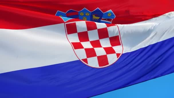 Kroatien flagga i slow motion sömlöst loopas med alfa — Stockvideo
