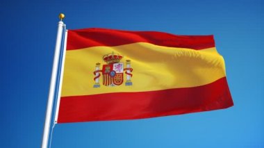 Yavaş çekimde İspanya bayrağı sorunsuz alfa ile döngülü