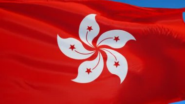 Yavaş çekimde Hong Kong bayrağı sorunsuz alfa ile döngülü