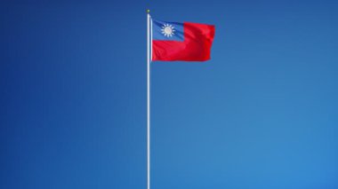 Republic of China flag in slow motion seamlessly looped with alpha