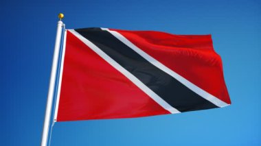 Yavaş çekimde Trinidad ve Tobago bayrağı alfa ile sorunsuz bir şekilde döngülü