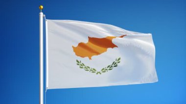 Yavaş çekimde Kıbrıs bayrağı alfa ile sorunsuz bir şekilde döngüye