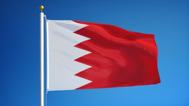 Флаг Бахрейна в замедленной съемке зациклен на альфе — стоковое видео