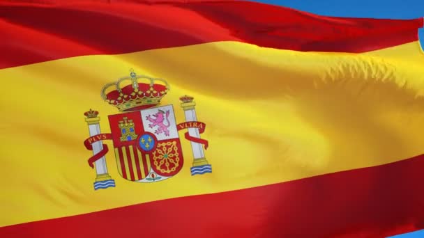 Drapeau de l'Espagne au ralenti en boucle transparente avec alpha — Video