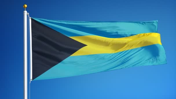 Vlag van de bahama's in slow motion naadloos lus met alpha — Stockvideo