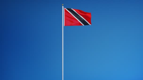 Trinidad und Tobago Flagge in Zeitlupe nahtlos mit Alpha — Stockvideo