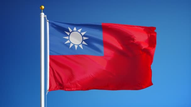 Republic of China flag in slow motion seamlessly looped with alpha — 비디오