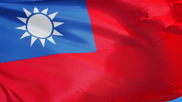 Republic of China flag in slow motion seamlessly looped with alpha — Stock video