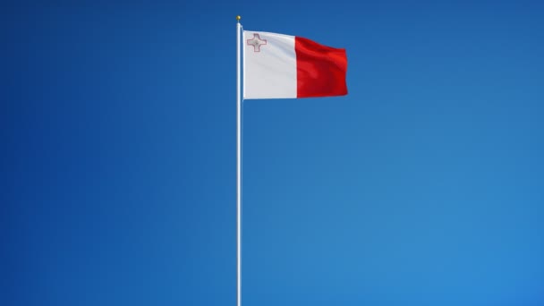 Σημαία της Μάλτας σε αργή κίνηση με απρόσκοπτη βρόχο με άλφα — Αρχείο Βίντεο