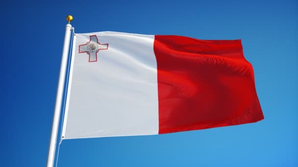 Yavaş çekimde Malta bayrağı alfa ile sorunsuz bir şekilde döngülü — Stok video