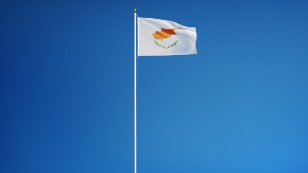 Bandera de Chipre en cámara lenta perfectamente en bucle con alfa — Vídeos de Stock