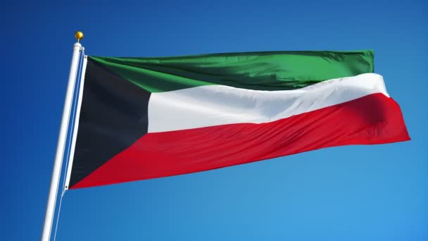 Кувейт прапор в повільному русі плавно петельні з альфа — стокове відео