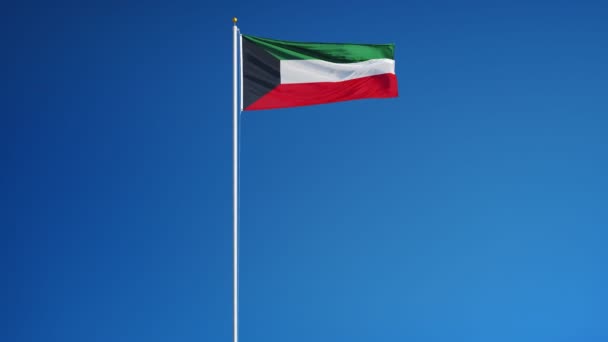 Yavaş çekimde Kuveyt bayrağı sorunsuz alfa ile döngülü — Stok video
