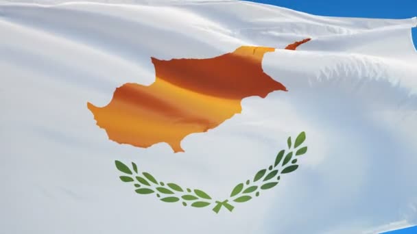 Drapeau de Chypre au ralenti en boucle transparente avec alpha — Video