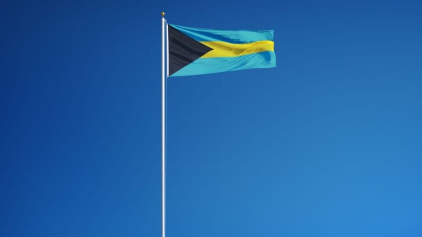 Bahamas-Flagge in Zeitlupe, nahtlos mit Alpha verbunden — Stockvideo