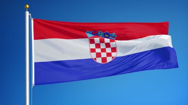 Flaga Chorwacji w zwolnionym tempie płynnie zaplała się z alfa — Wideo stockowe