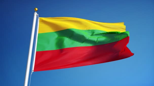 Lithuania flag in slow motion seamlessly looped with alpha — Stock Video