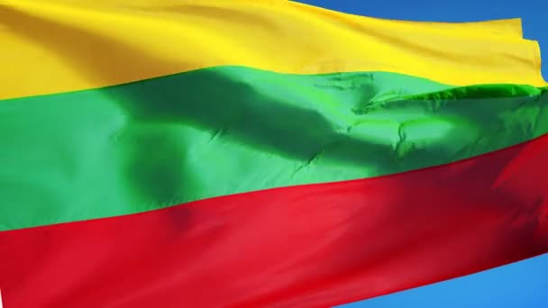 Lithuania flag in slow motion seamlessly looped with alpha — Stock Video