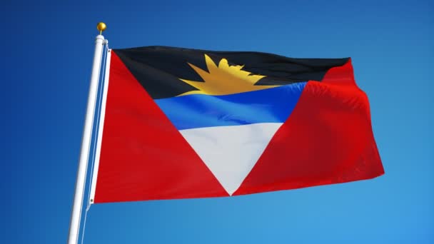 Antigua og Barbuda flag i slowmotion problemfrit looped med alfa – Stock-video