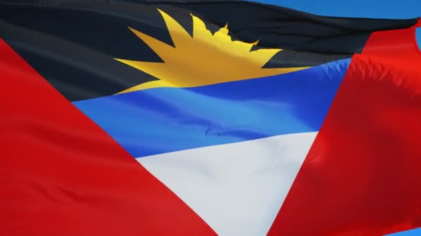 Antigua e Barbuda bandiera al rallentatore senza soluzione di continuità loop con alfa — Video Stock