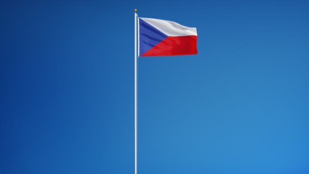 Tsjechische vlag in slowmotion naadloos lus met alpha — Stockvideo