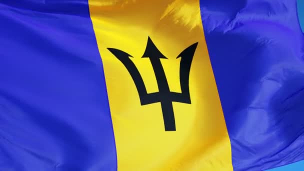 Bandera de Barbados en cámara lenta perfectamente en bucle con alfa — Vídeos de Stock