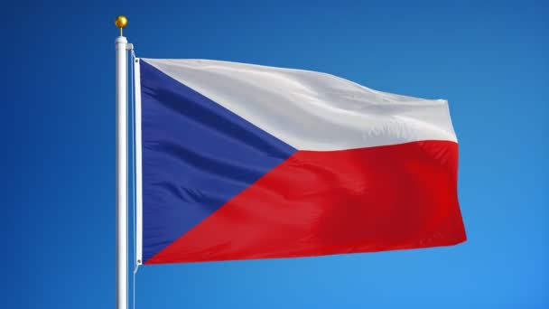 Tsjechische vlag in slowmotion naadloos lus met alpha — Stockvideo