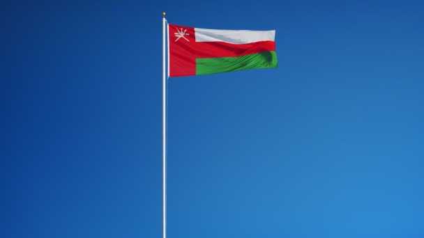 Flaga Omanu w zwolnionym tempie bezproblemowo zapętlony z alfa — Wideo stockowe