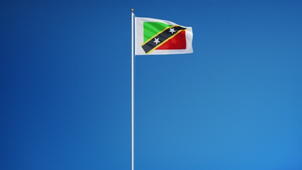 Saint Kitts und Nevis Flagge in Zeitlupe, nahtlos mit Alpha verbunden — Stockvideo