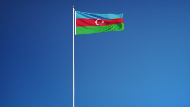 Bandeira do Azerbaijão em câmera lenta perfeitamente looped com alfa — Vídeo de Stock