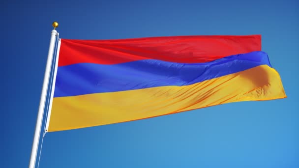 Bandera de Armenia en cámara lenta perfectamente en bucle con alfa — Vídeos de Stock