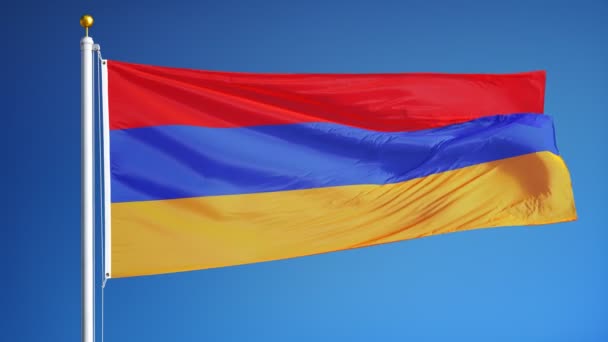 Armenien flagga i slow motion loopas sömlöst med alpha — Stockvideo
