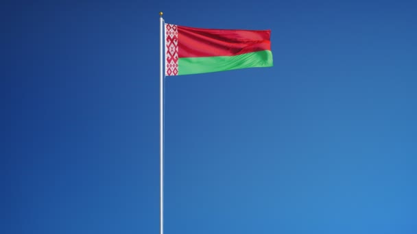 Vlajka Běloruska v pomalém pohybu plynule tvořili s alfa — Stock video