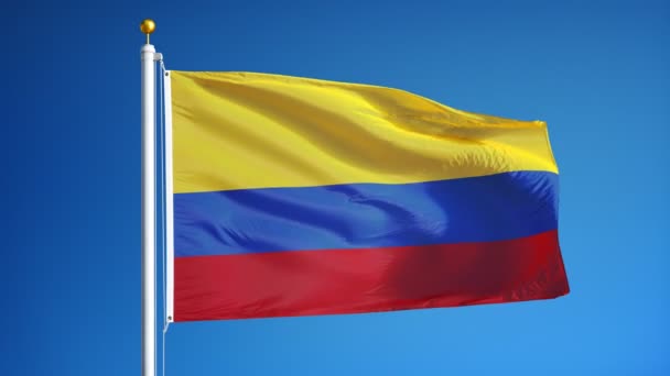Bandera de Colombia en cámara lenta perfectamente en bucle con alfa — Vídeo de stock