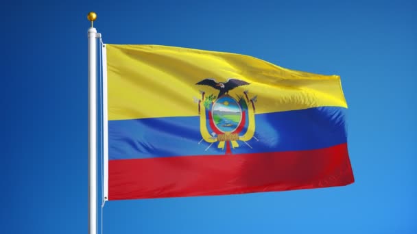 Bandeira do Equador em câmera lenta perfeitamente looped com alfa — Vídeo de Stock