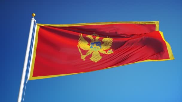 Montenegro flag in slow motion seamlessly looped with alpha — Stock Video