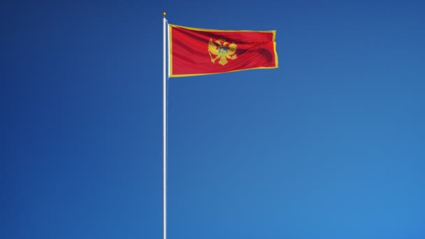 Montenegro-Flagge in Zeitlupe nahtlos mit Alpha — Stockvideo