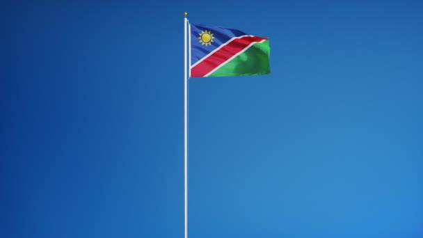 Namibia flagge in zeitlupe nahtlos mit alpha — Stockvideo