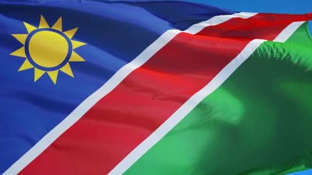 Bandiera Namibia al rallentatore perfettamente in loop con alfa — Video Stock