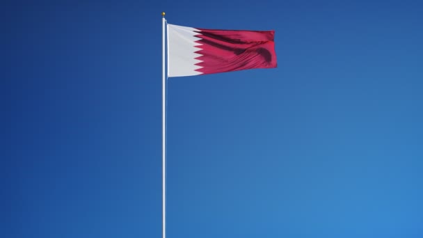 Vlag van Qatar in slowmotion naadloos lus met alpha — Stockvideo