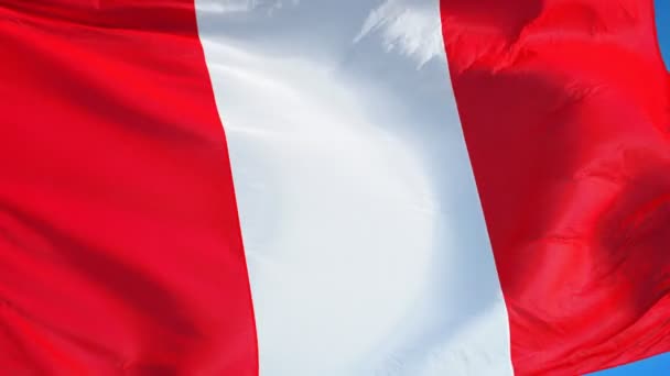 Bandera de Perú en cámara lenta en bucle continuo con alfa — Vídeo de stock