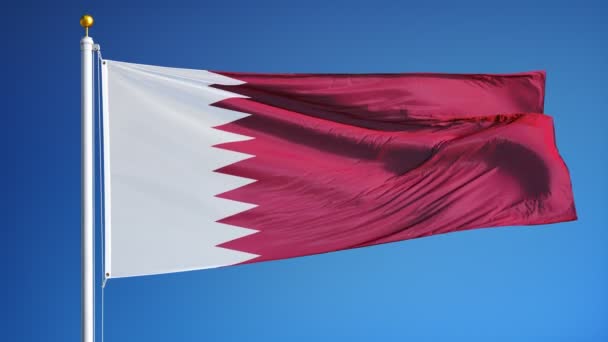 Qatar flag i slowmotion problemfrit looped med alfa – Stock-video