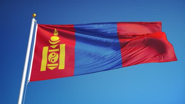 Drapeau Mongolie au ralenti en boucle transparente avec alpha — Video