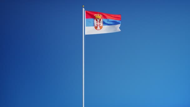 Vlajka Srbska v pomalém pohybu plynule tvořili s alfa — Stock video